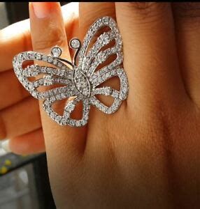 Mariah Carey Butterfly Cocktail Ring insp 925 Sterling Silver White ...