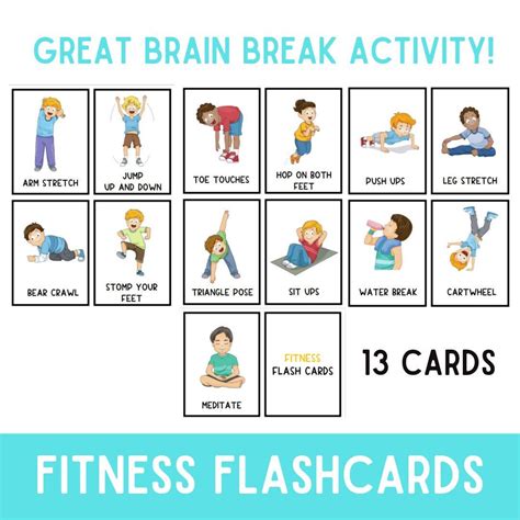 PHYSICAL COPY: Fitness Flashcards Kids Exercises Flash - Etsy