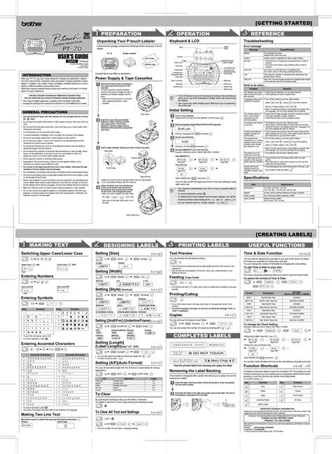 Brother P-Touch PT-70, P-TOUCH 80 User manual | Manualzz