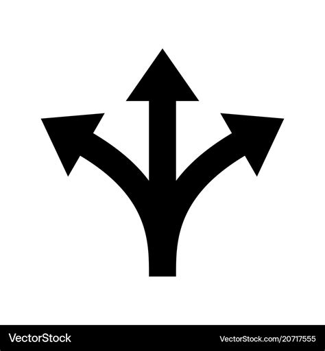 Three way direction arrow sign Royalty Free Vector Image