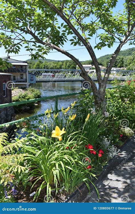 View from Bridge of Flowers, Shelburne Falls, Franklin County, Massacusetts, United States, USA ...