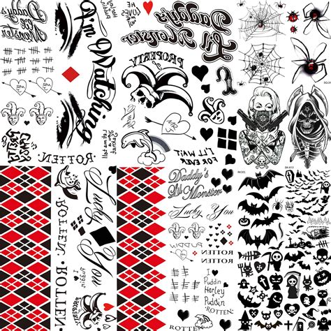 Buy GOROMON 12 Sheets Harley Quinn Tattoos Suicide Squad, 4 Large ...