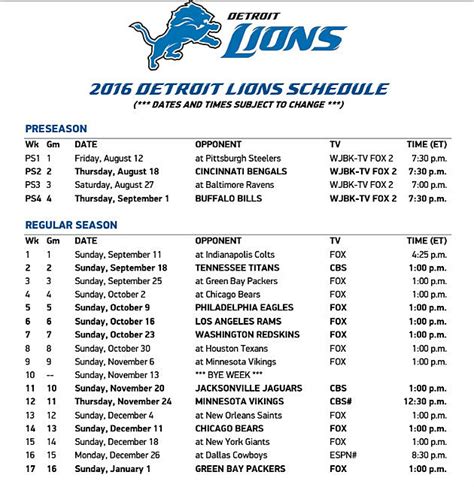 The 2016 Detroit Lions Schedule Features Fewer Prime Time Games