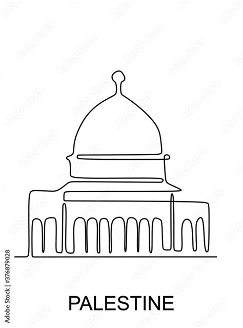 Al-Quds Mosque in Palestine - Continuous one line drawing. Vector illustration Stock Vector ...