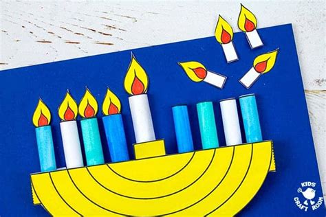 3D Hanukkah Menorah Craft With Printable Template - Kids Craft Room