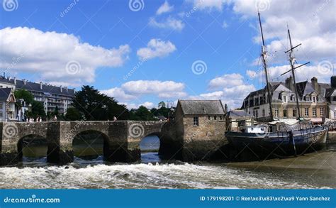 Bridge and Old Sailboat on River in the Port of Auray Stock Image - Image of landscape, ancient ...