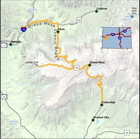 Grand Mesa Scenic Byway map