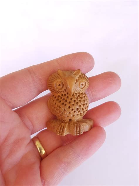 Small Wood Carving Owl, Carved Wood Owl Figurine, Owl Mini , Wood Carving Art, Wood Carved Bird ...