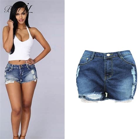 Jeans Women Fashion Ladies Ripped Skinny Shorts Plus Size 2XL Hot Style Skinny Jeans Shorts ...