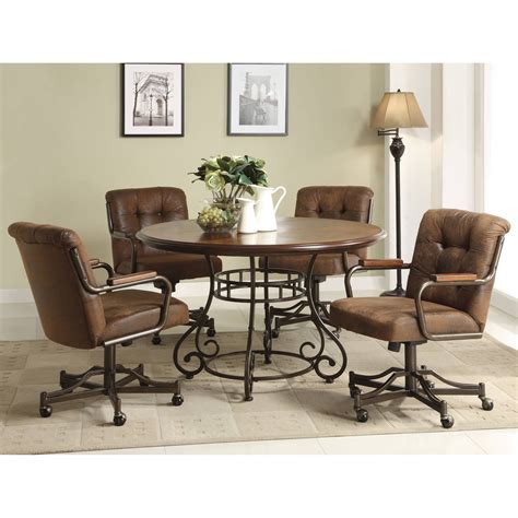 Anthony California 5 pcs. Wood Dining Table and Caster Chairs Set