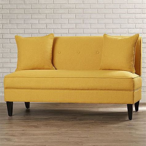 Armless Loveseat Mustard Yellow Settee Living Room Wood Sofa Bench Chair Sitting | Love seat ...