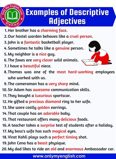 20 Examples of Descriptive Adjectives » Onlymyenglish.com