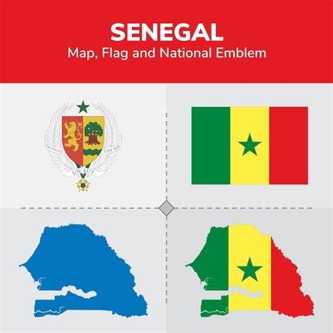 Premium Vector | Senegal Map, Flag and National Emblem