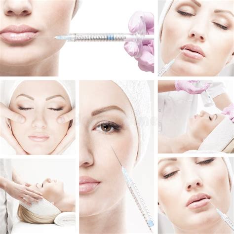 A Collage of Images with Young Woman on a Botox Procedure Stock Photo - Image of botox, girl ...