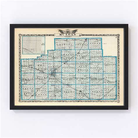 Vintage Map of McLean County, Illinois 1876 by Ted's Vintage Art