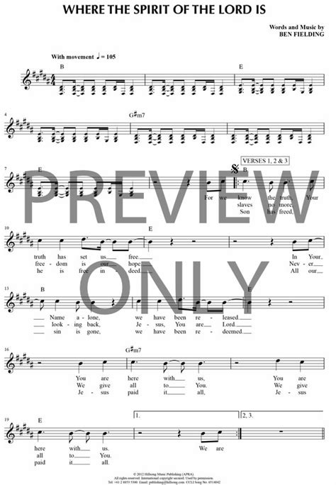 Where The Spirit Of The Lord Is Lead Sheet, Lyrics, & Chords | Passion ...