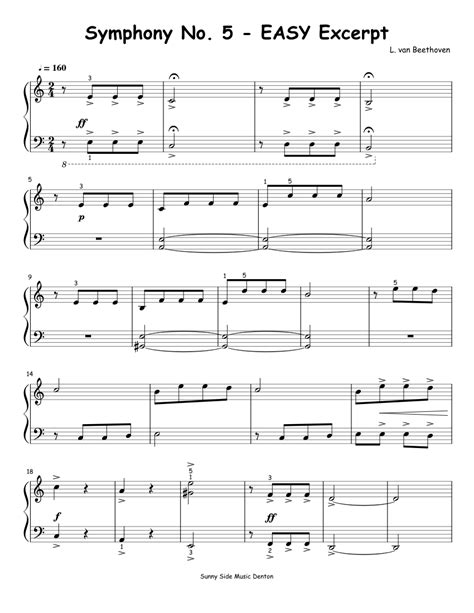 Beethoven - Symphony No. 5 (Easy) Sheet music for Piano (Solo) | Musescore.com