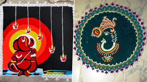 Simple Ganesh Rangoli Designs For Diwali