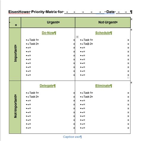 Action Priority & EisenHower/Urgent Important Matrix template