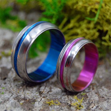 Titanium Wedding Bands Something Blue Wedding Band - Etsy