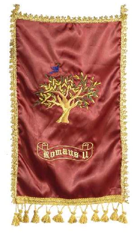 * ROMANS 11- OLIVE TREE OF ISRAEL * Satin Banner- 2 colors to choose from.