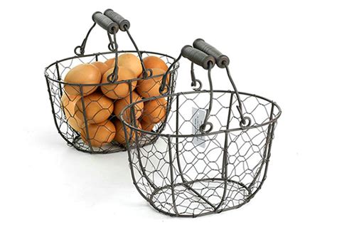 Brown Wire Basket with Bale Handles | Bucket Outlet