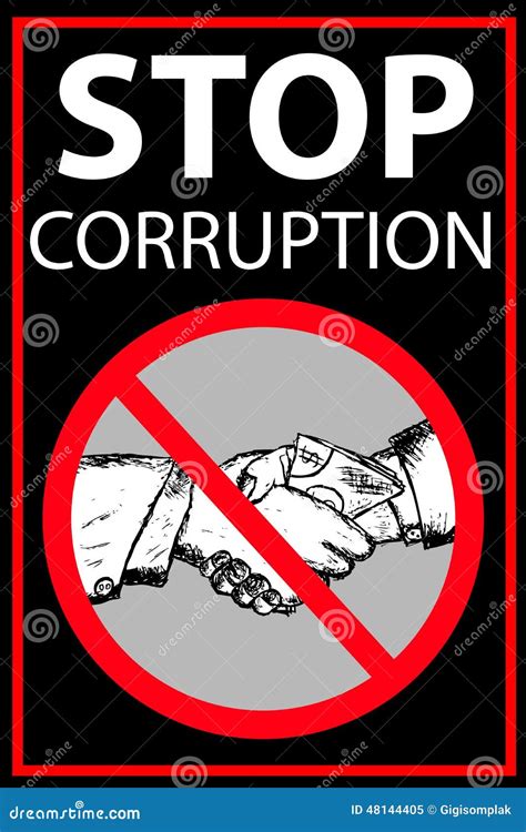 Vector Poster Stop Corruption Stock Vector - Illustration of bribe, cash: 48144405