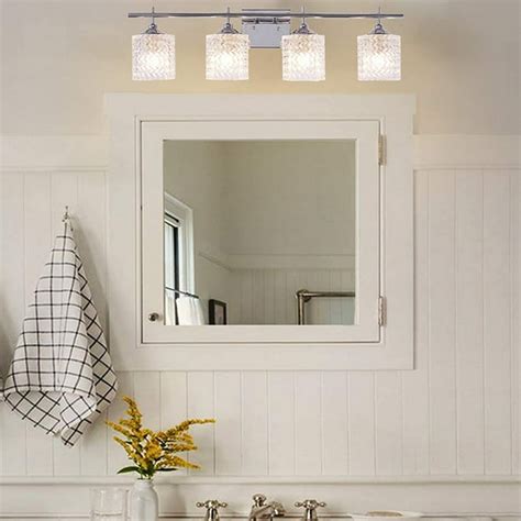 Vanity Art Elegant Bathroom Vanity 4 Light Clear Glass Shade Indoor ...