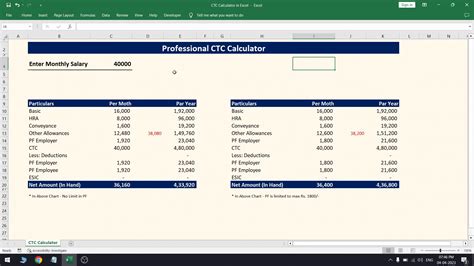 CTC Calculator in Excel Download (Cost-to-company Calculator) | Salary ...