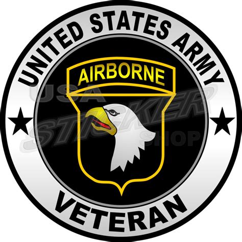 U.S. Army 101st Airborne Division Veteran Patch Sticker – Round - Item #AR-126 - USA Military ...