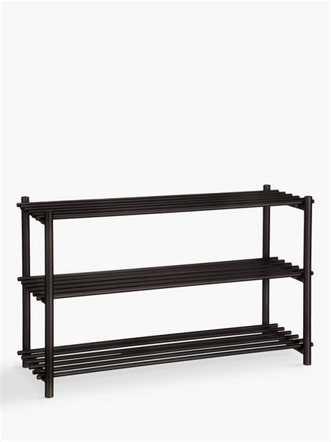 House by John Lewis Metal 3 Tier Shoe Rack, Black | 3 tier shoe rack ...