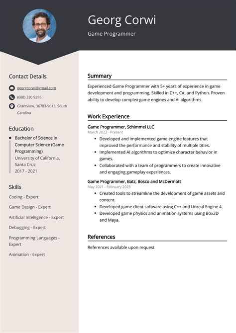 Game Programmer Resume Example (Free Guide)