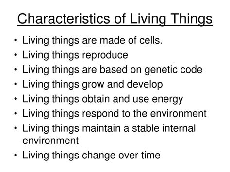 Living Things Characteristics For Kids