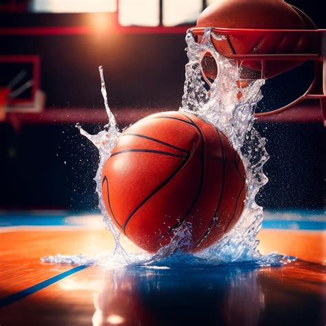 Premium AI Image | Closeup shoot of basketball inside miami heat basketball court with water splash