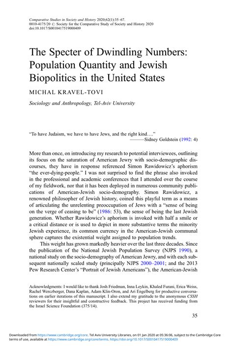 (PDF) The Specter of Dwindling Numbers: Population Quantity and Jewish ...