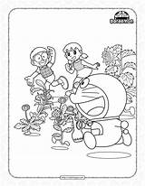 Printable Doraemon Nobita And Shizuka Coloring Page sketch template