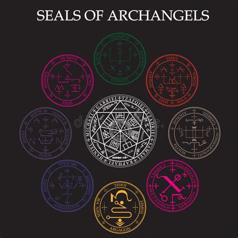 Archangels Seals, Angelic Sigils, Signatures, Runes, Old Paper Stock Vector - Illustration of ...