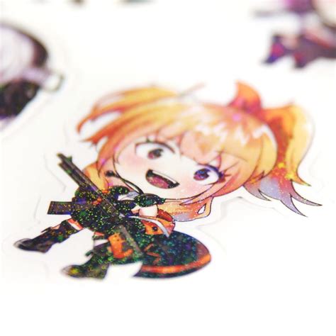 Anime Tactical Gun Girl Kawaii Waterproof Sticker Set Holographic ...