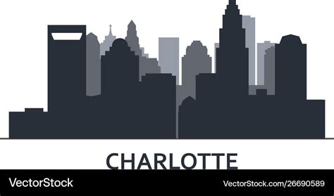 Silhouette charlotte skyline - charlotte Vector Image