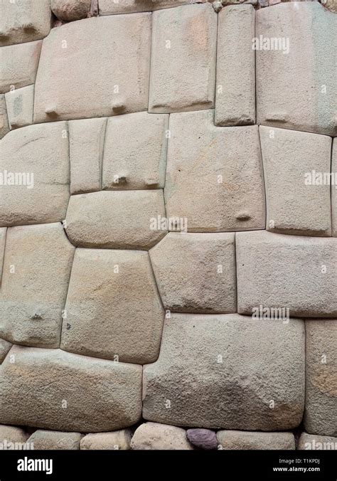 Ancient inca stone wall in the city of Cusco, Peru. Stone work Stock ...