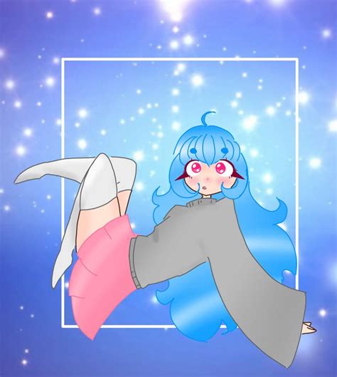 Blue haired anime girl floating - TheRatSatou - Digital Art, Abstract, Color - ArtPal