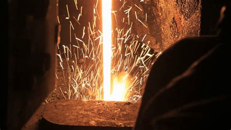 Stream Of Liquid Metal With Sparks Iron Stock Footage SBV-313471309 ...