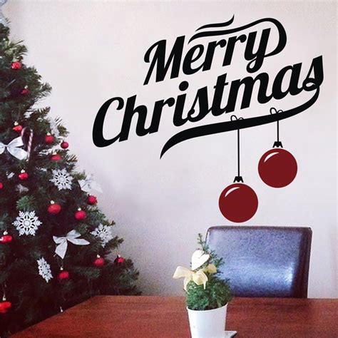 Amazon.com: Merry Christmas Wall Decal Baubles Wall Sticker Vinyl Holiday Wall Decor Mural Wall ...