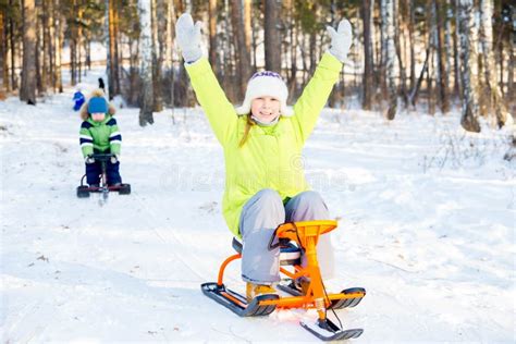 Kids Playing Outside in Winter Stock Photo - Image of holiday, clothing ...