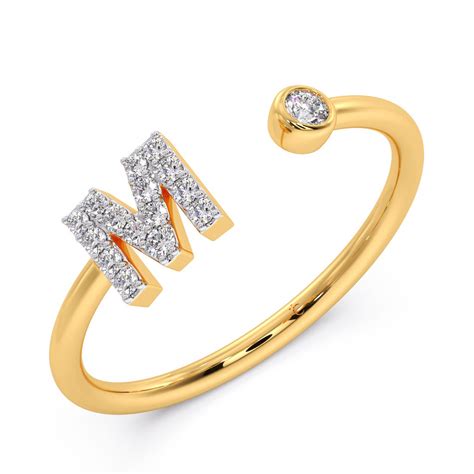 Exquisite M Alphabet Diamond Gap Ring for Under 20K - Candere by Kalyan ...