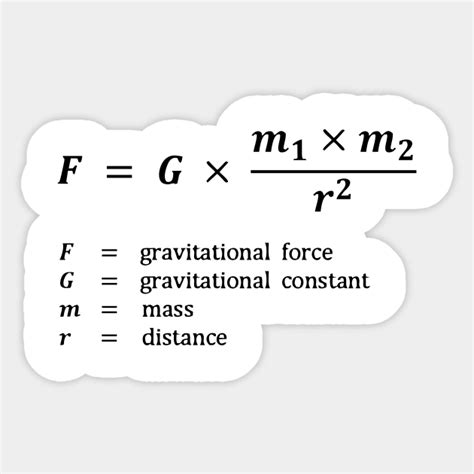 Formula, gravitational force - Gravitational Force - Sticker | TeePublic