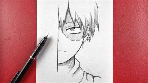 Anime Drawing | How to Draw Todoroki half face || Anime sketch step by step - YouTube