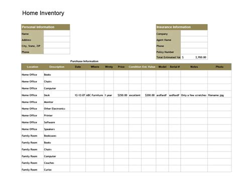 Inventory Checklist Sample | Master of Template Document