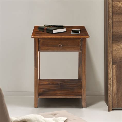 Night Owl Nightstand with USB Port-Warm Brown - Walmart.com