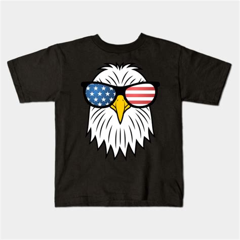 American Bald Eagle with USA Flag Glasses - Bald Eagle - Kids T-Shirt ...